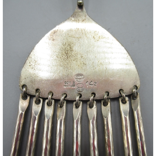1059 - George Jensen silver broom pendant No. 142, hallmarked 925, Denmark,  George Jensen, on a silver nec... 