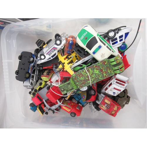 359 - Assorted collection of die-cast vehicles, Lego pieces, a Domino Express Sky Rider set (used and inco... 