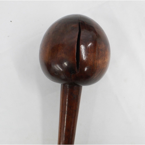 1105 - Circa 19th century South African Zulu hardwood knobkerrie with tapering shaft. Overall length 58cm