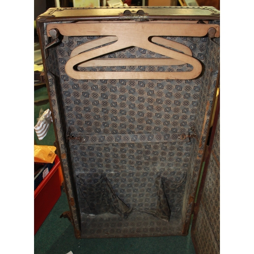 1134 - Large military campaign trunk belonging to Major E. Busby R.M.P. T.A. of Hartlepool. Lined compartme... 