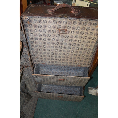 1134 - Large military campaign trunk belonging to Major E. Busby R.M.P. T.A. of Hartlepool. Lined compartme... 