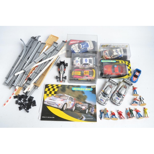 164A - Collection of Scalextric cars and accessories to include 5 cased cars from Fly, Ninco, SCX and Scale... 