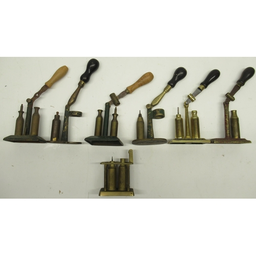 1098 - Seven late 19th century and later brass decapper and priming tools