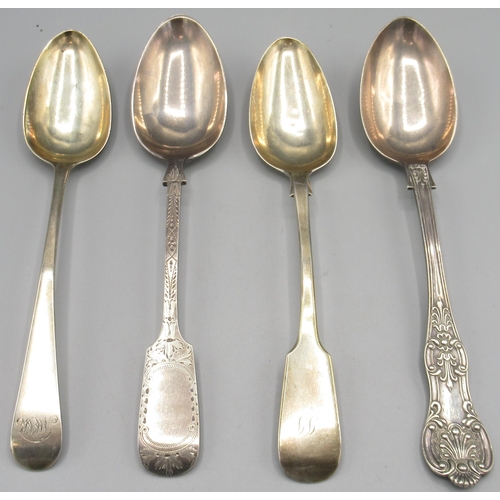 1253 - Victorian silver Kings Pattern serving spoon by John Pope Genge, Exeter, 1873, Georgian monogrammed ... 