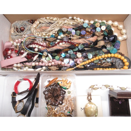 1259 - Quantity of costume jewellery incl, statement necklaces, watches, brooches, cuff links, beaded neckl... 