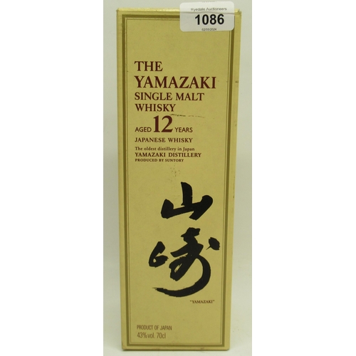 1086 - Yamazaki Distillery produced by Suntory, The Yamazaki aged 12 years, single malt whisky, 43% 70cl bo... 