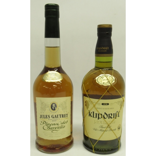 1089 - Klipdrift Premium Finest Old Vat Matured brandy 43% 750ml bottle and Jules Gautret Pineau des Charen... 