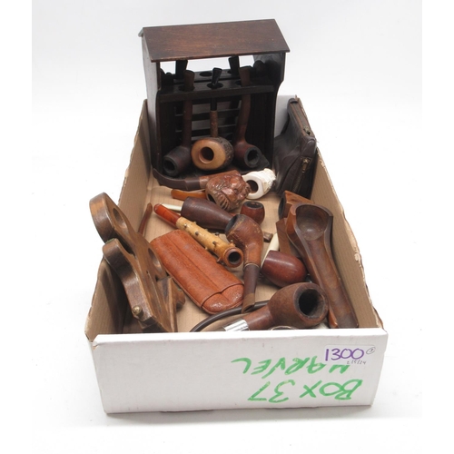 1300 - Collection of pipes and smoking accessories, incl. cased pipes and cigar holders, some with silver c... 