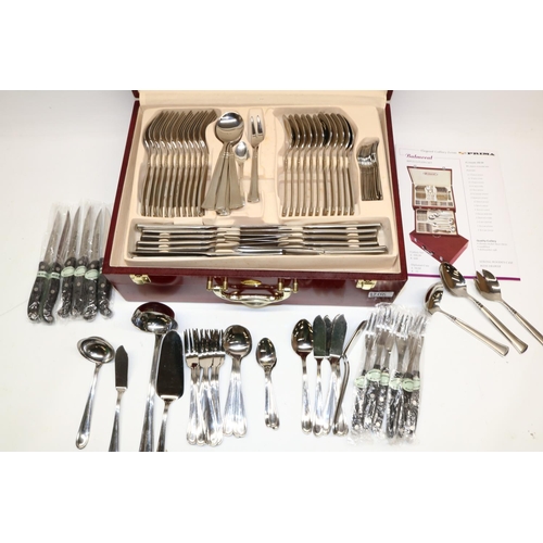 1208 - Collection of stainless steel cutlery, comprising Prima Balmoral 18/10 cased cutlery; Wedgwood 18/10... 