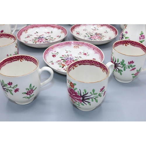 1503 - Collection of famille rose palette English and Chinese porcelain teaware, some probably Caughley (qt... 