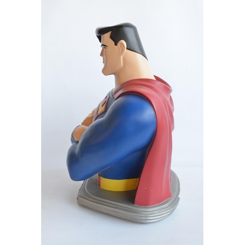 10 - Large painted resin Superman comic bust from TM & Co, 1999 (Warner Bros store). Some paint chipping,... 