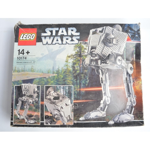 Lego Star Wars Ultimate Collectors series 10174 Imperial AT-ST. Model has been built and partially disassembled (please note we cannot guarantee item complete), with instruction manuals and poor condition box. All smaller loose parts have since been bagged