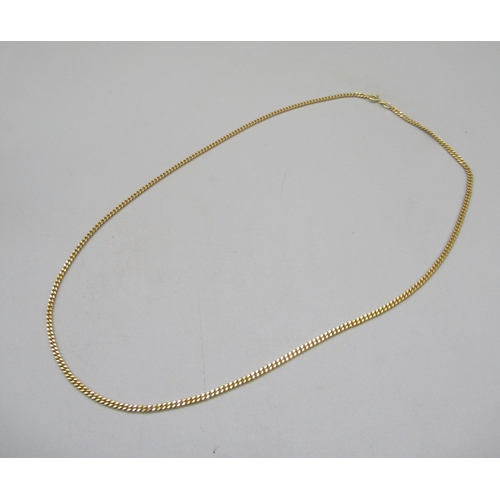 1279 - 9ct gold 3mm cuban link chain necklace, stamped 375 and 9K, 57cm, 12.7g