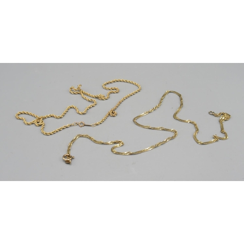 1336 - 9ct yellow gold rope twist necklace, stamped 375, L46cm, and another 9ct yellow gold necklace, stamp... 