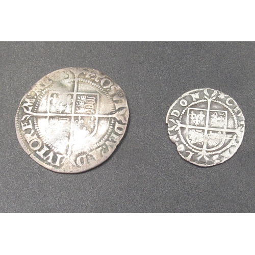 1675 - Elizabeth I (1558-1603) silver hammered Half-Groat (Two Pence) and a silver hammered Groat (four pen... 