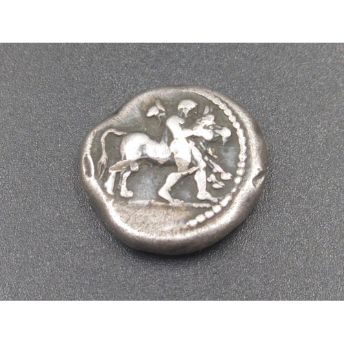 168 - Thessaly Larissa 460-450 BC AR Drachm, Thessalos advancing right, with petasos over his shoulders an... 