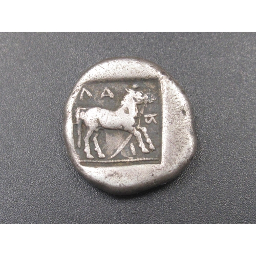 168 - Thessaly Larissa 460-450 BC AR Drachm, Thessalos advancing right, with petasos over his shoulders an... 