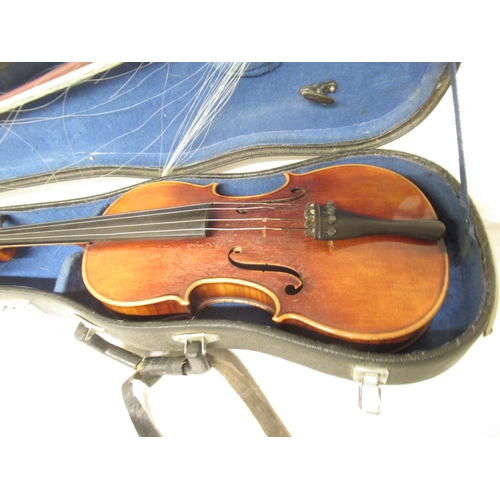 13 - Unnamed Viola with Panpi fitted bridge and a brown carry bag (lacking bow in need of attention), and... 