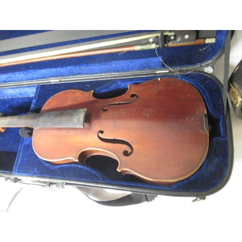 15 - Assorted collection of Violins, cases and bows in various needs of repair and attention (Victor Brox... 