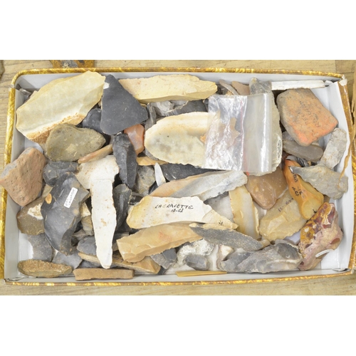 256 - Collection of ancient flint and stone tools, many with find locations attached to include Lagravette... 