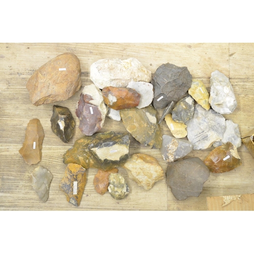 256 - Collection of ancient flint and stone tools, many with find locations attached to include Lagravette... 