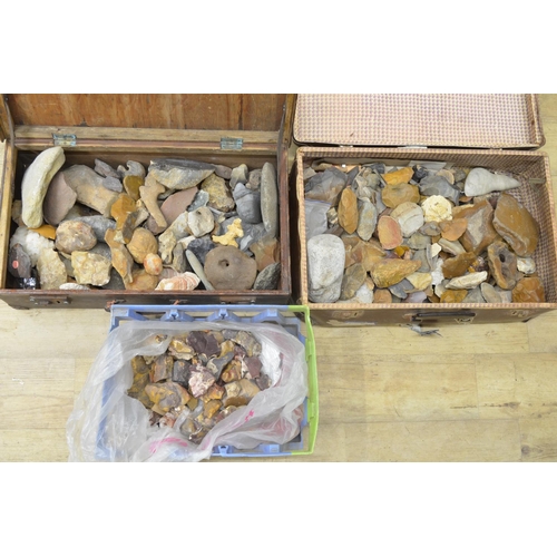 258 - Collection of ancient flint and stone tools, many with find locations attached, mostly from France t... 