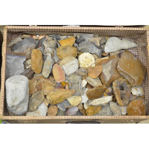 258 - Collection of ancient flint and stone tools, many with find locations attached, mostly from France t... 