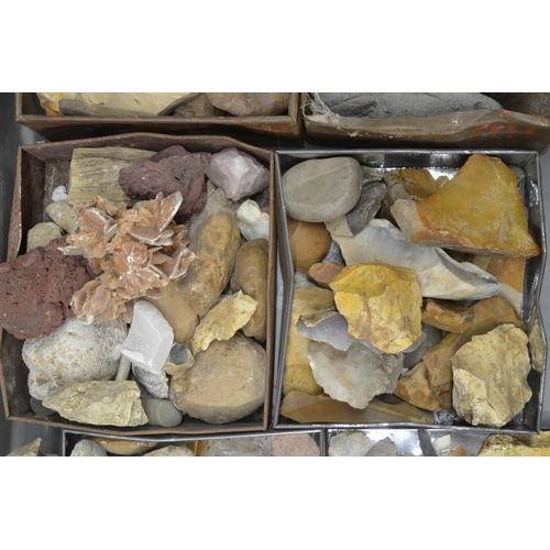 259 - Large metal trunk containing a collection of ancient flint and stone tools and minerals (Victor Brox... 