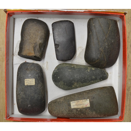 262 - Five neolithic stone hand axe heads, largest L14cm (Victor Brox collection)