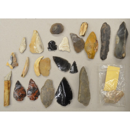 269 - Collection of neolithic stone and flint arrow heads and other items (Victor Brox collection)