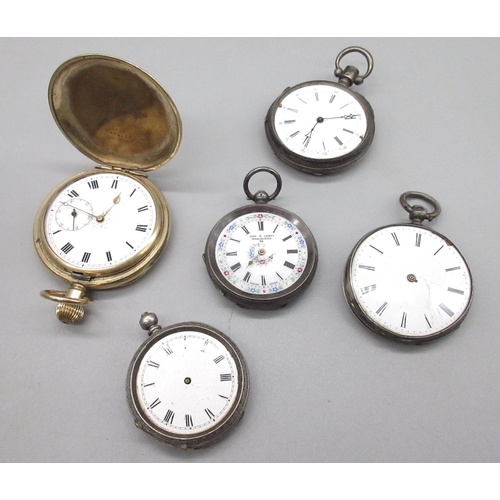 140 - Buren rolled gold keyless hunter pocket watch, white enamel Roman dial, subsidiary seconds, Illinois... 