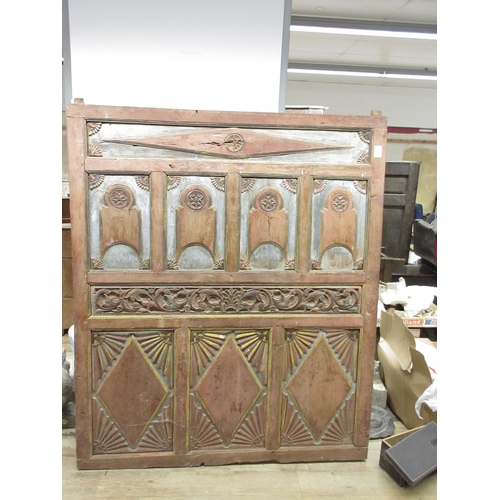 967 - Three Javanese hardwood polychrome painted and pierced panels, WS143cm H168cm max (3) Provenance; In... 