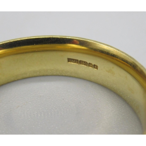 1327 - 18ct yellow gold wedding band, stamped 750, size , 7.3g