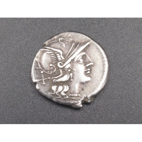 182 - Denarius, obv. head of Roma right, wearing winged helmet, rev. Dioscuri galloping right with 'C.S CR... 