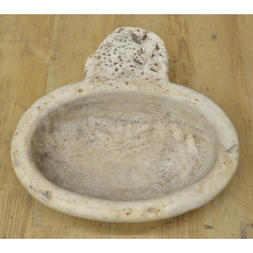 235 - Ancient Romanesque marble water feature/drinking basin, W42.5xD44xH12.5cm (Victor Brox collection)