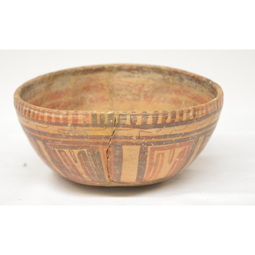 239 - Pre-Columbian Toltec terracotta bowl, restored, D18.5cm (Victor Brox collection)