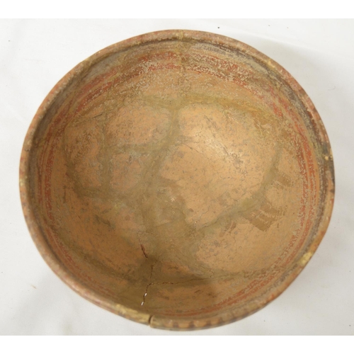 239 - Pre-Columbian Toltec terracotta bowl, restored, D18.5cm (Victor Brox collection)