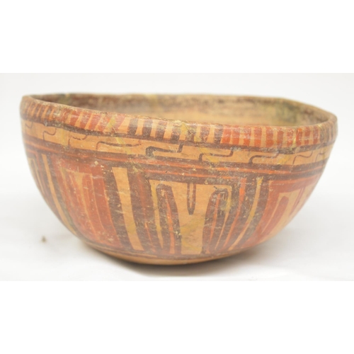 239 - Pre-Columbian Toltec terracotta bowl, restored, D18.5cm (Victor Brox collection)