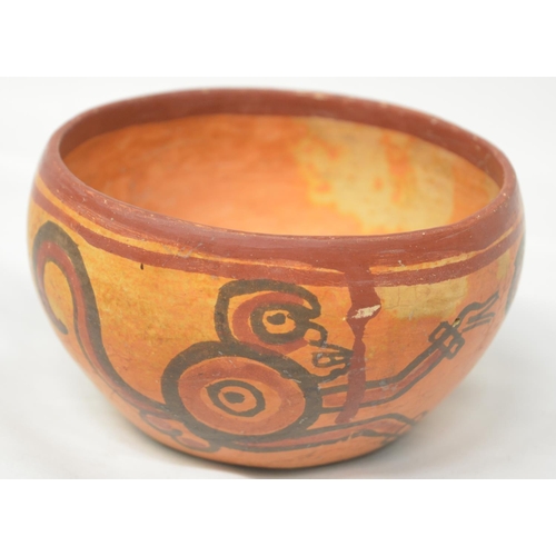 240 - Mayan polychrome terracotta monkey bowl, Honduras-El Salvador Pre-Columbian, attractively painted an... 