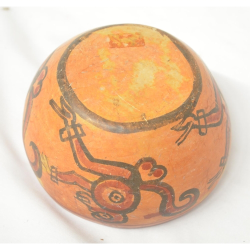 240 - Mayan polychrome terracotta monkey bowl, Honduras-El Salvador Pre-Columbian, attractively painted an... 