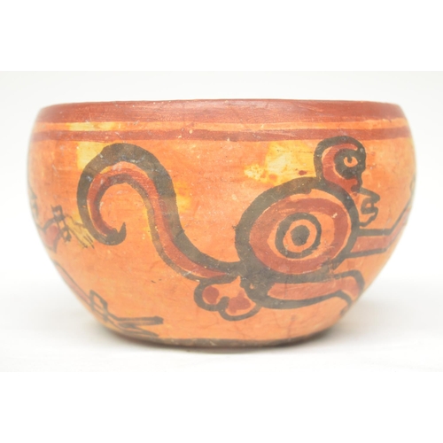 240 - Mayan polychrome terracotta monkey bowl, Honduras-El Salvador Pre-Columbian, attractively painted an... 