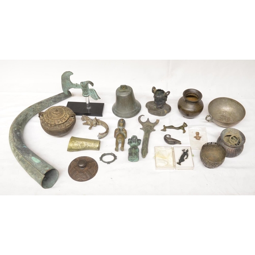 243 - Collection of ancient metalware to include Roman, Islamic and other items including small figures, p... 