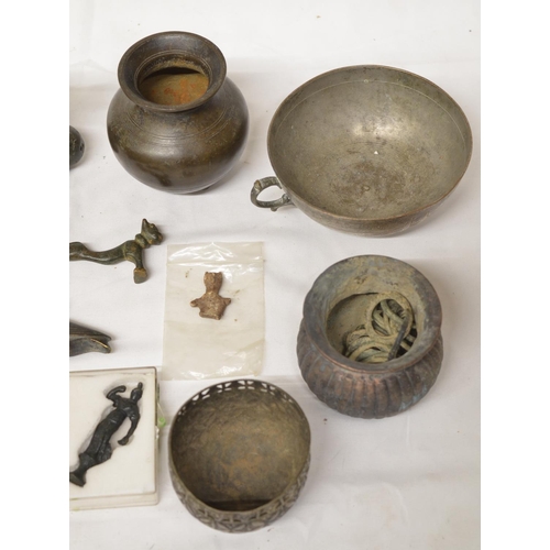 243 - Collection of ancient metalware to include Roman, Islamic and other items including small figures, p... 