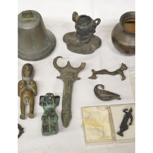 243 - Collection of ancient metalware to include Roman, Islamic and other items including small figures, p... 