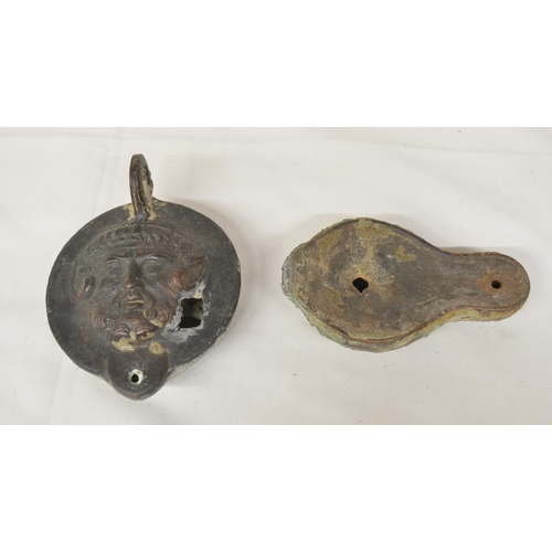 245 - Collection of ancient, mostly metal oil lamps (Victor Brox collection)