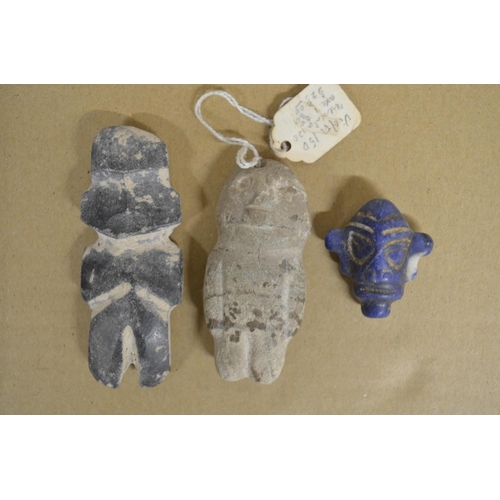 247 - Collection of historical stone and clay figures and other items including a Pre BC Mayan figure, Rom... 