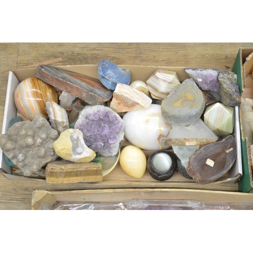 249 - Large collection of mineral rocks included worked and shaped examples, crystal, polished pebbles and... 