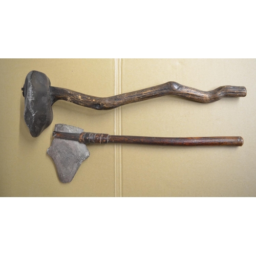 289 - Pair of African stone axes, largest example L45cm (Victor Brox collection)