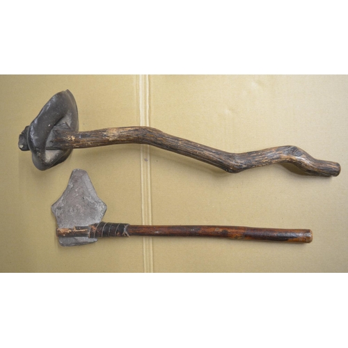 289 - Pair of African stone axes, largest example L45cm (Victor Brox collection)