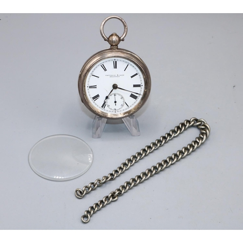 1091 - American (Waltham) Watch Co., retailed by Fattorini & Sons Bradford, silver key wound pocket watch, ... 